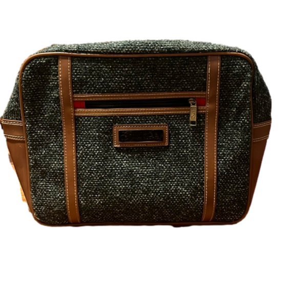 Oscar de la Renta Vintage Green Tweed Flight Bag - Picture 1 of 7